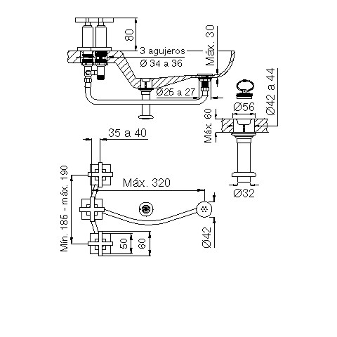 FV - DOMINIC - JUEGO PARA BIDET CON TRANSFERENCIA 295R/85 - Imagen 2