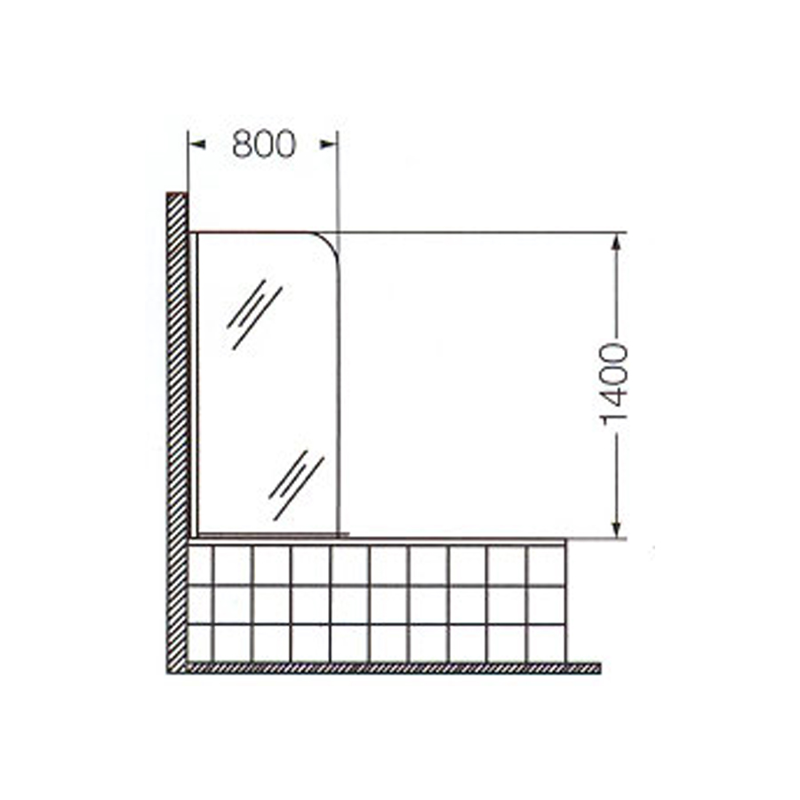 FERRUM - MAMPARA BAJA REB V TRANSP 6MM 80X140 CR - Imagen 2