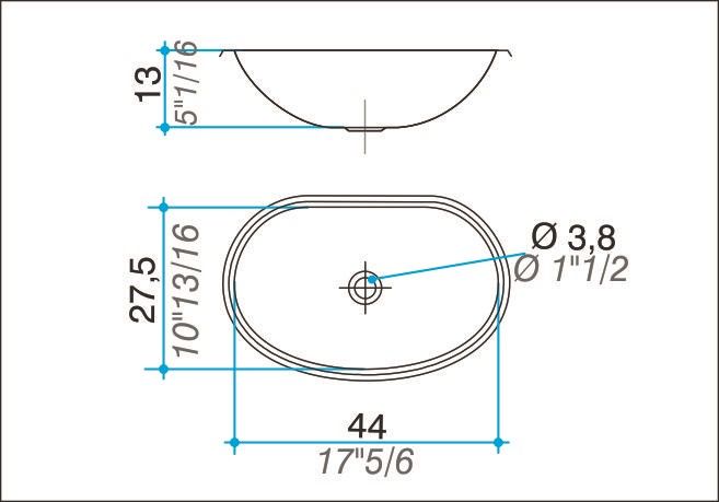 JOHNSON - PILETA ACERO P/ BAÑO 44X27.5X13 - Imagen 3