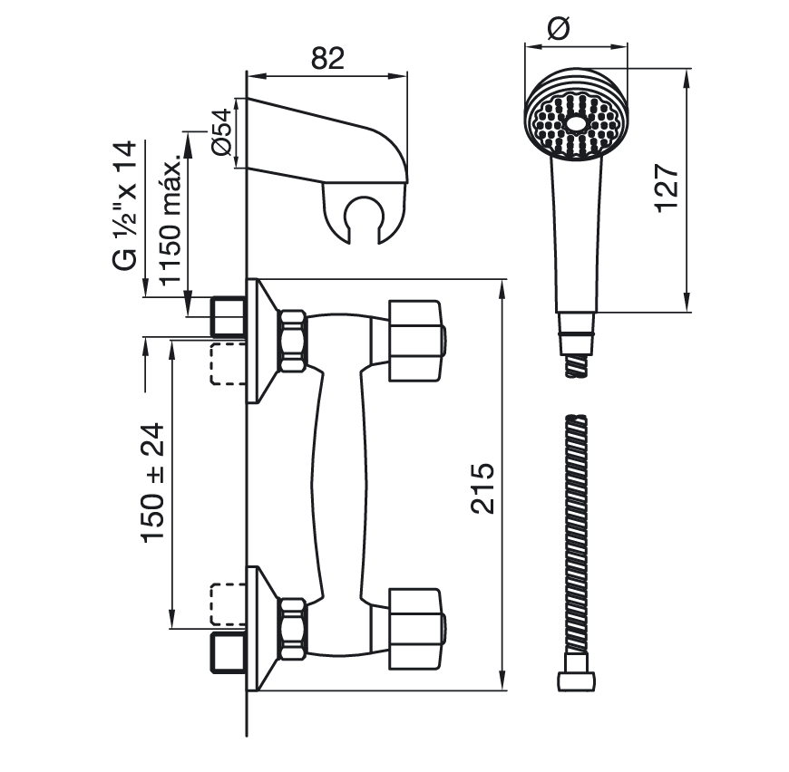 FV - ARIZONA PLUS - JUEGO PARA DUCHA EXTERIOR PARED 113/B1P - Imagen 2